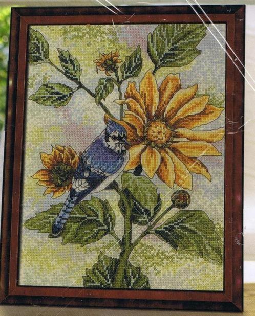 Borduurpakket Sunflower Bluejay, Hobby en Vrije tijd, Borduren en Borduurmachines, Nieuw, Borduurpakket, Verzenden