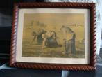 Ancien cadre en chêne avec verre, Les Glaneuses, vintage,, Antiek en Kunst, Kunst | Overige Kunst, Ophalen of Verzenden
