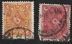 2 Postzegels Duitse Rijk 1922 Posthoorn (I), Postzegels en Munten, Ophalen of Verzenden, Overige periodes, Gestempeld