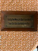 Houten tekstbord met metalen plaatje, Ophalen, Gebruikt