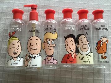 6 lege flesjes Suske en Wiske haargel.  Shampoo enz, Ophalen of Verzenden, Suske en Wiske, Gebruikt