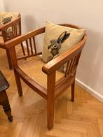 Set van 2 houten stoelen met rotan – vintage koloniale stijl, Huis en Inrichting, Ophalen, Zo goed als nieuw, Hout, Twee