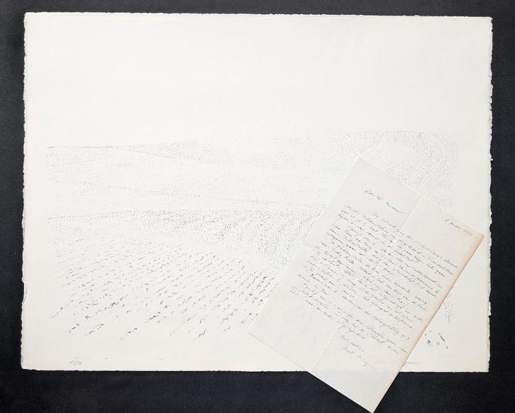 litho - Bert De Keyser - landschap - met brief, Antiek en Kunst, Kunst | Litho's en Zeefdrukken, Ophalen of Verzenden