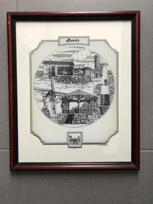 Glasgravure Ravels, Antiek en Kunst, Kunst | Etsen en Gravures, Ophalen of Verzenden