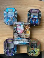Lot Pokémon cartes + 5 GX + boîtes métal + jetons, Ophalen of Verzenden, Zo goed als nieuw, Meerdere kaarten