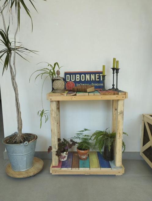 Etagère Upcycling multi couleur en palette., Huis en Inrichting, Woonaccessoires | Etagères, Zo goed als nieuw, Ophalen of Verzenden