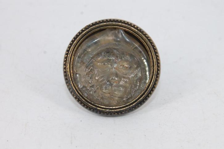 Romeinse glaspasta met kattenkop, Antiek en Kunst, Antiek | Glaswerk en Kristal, Ophalen of Verzenden