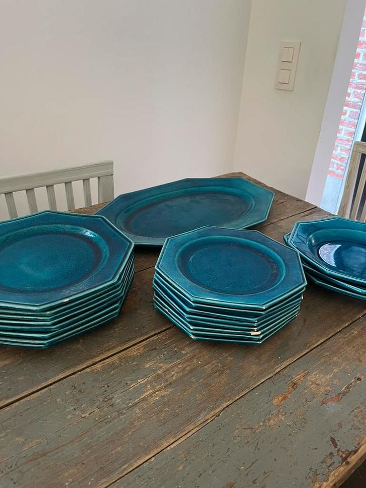 VINTAGE SERVIES BORDEN SCHAAL PRACHTIGE KLEUR!, Antiek en Kunst, Antiek | Servies compleet, Ophalen of Verzenden