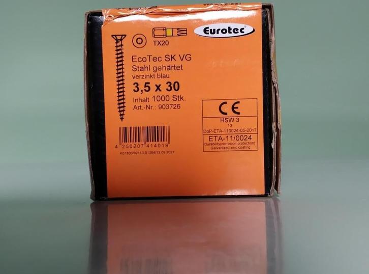 1.000 stks. Eurotec spaanplaatschroef 3,5x30 mm EcoTec SK VG, Doe-het-zelf en Bouw, IJzerwaren en Bevestigingsmiddelen, Nieuw