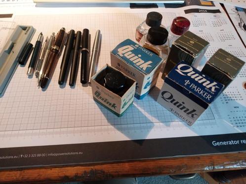 vulpennen en inktpotten Parker sheaffer, Verzamelen, Pennenverzamelingen, Gebruikt, Vulpen, Overige merken, Verzenden