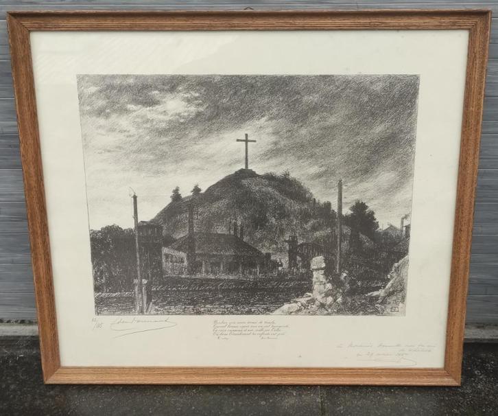 lithographie terril de charleroi signe edmond doumont, Antiquités & Art, Art | Lithographies & Sérigraphies, Enlèvement ou Envoi