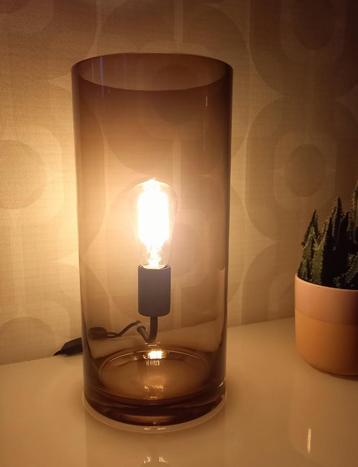 RETRO DESIGN TAFELLAMP FUME BRUIN GLAS (68€ ipv 149€) beschikbaar voor biedingen