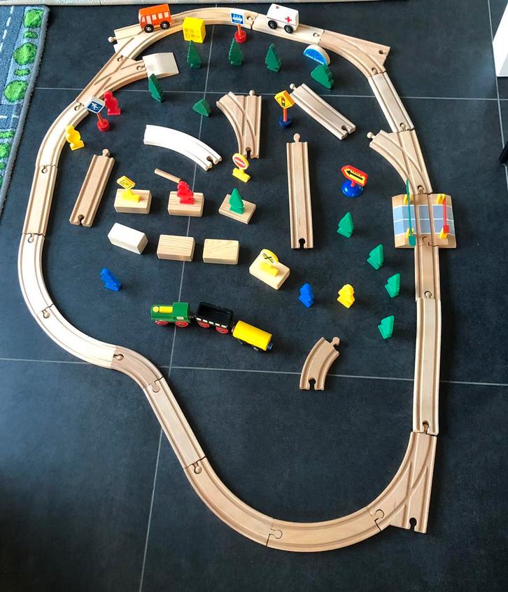 treinset hout 65 delig, Kinderen en Baby's, Speelgoed | Houten speelgoed, Ophalen of Verzenden