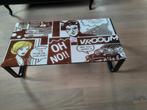 Glazen tafel met strip, Huis en Inrichting, Ophalen, 100 tot 150 cm, Strip, 50 tot 100 cm