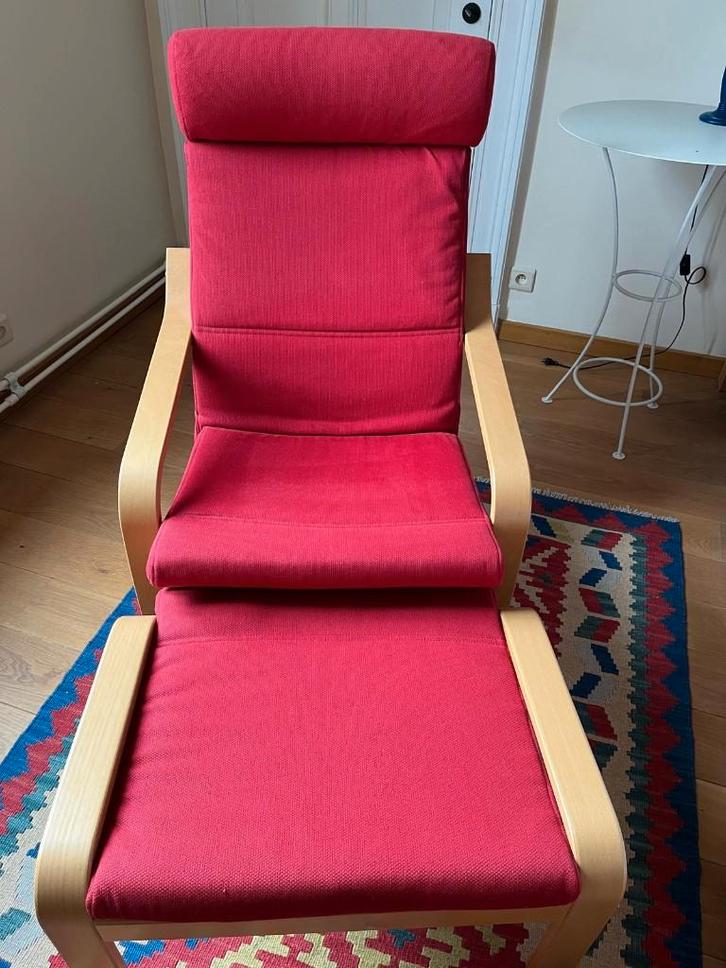 Fauteuil et Repose-pieds  IKEA  POÄNG, Maison & Meubles, Fauteuils, Comme neuf, Enlèvement