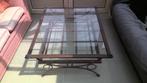 Table basse en fer forgé avec 2 plateaux en verre, Métal, 100 à 150 cm, Rectangulaire, 50 à 100 cm