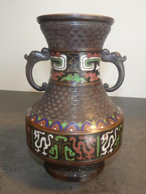Cloisonne vaas [1780], Antiek en Kunst, Antiek | Brons en Koper, Koper, Ophalen of Verzenden