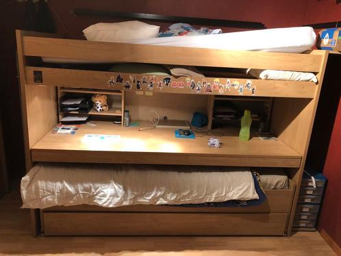 Hoogslaper met bureau en extra bed in Winchester eik., Huis en Inrichting, Slaapkamer | Stapelbedden en Hoogslapers, Zo goed als nieuw