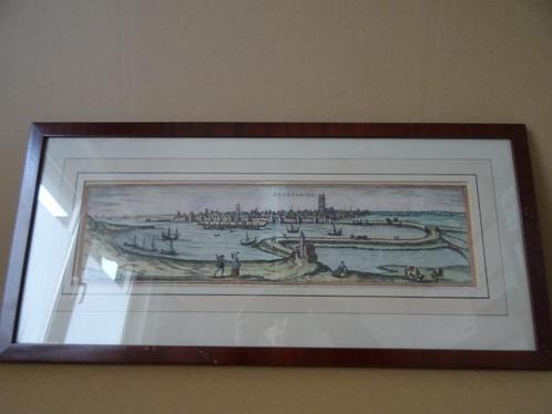 16e eeuw Kopergravure Braun en Hogenberg Duynkercke 65x30cm, Antiek en Kunst, Kunst | Etsen en Gravures, Ophalen of Verzenden