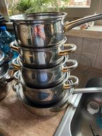 Pannenset, Huis en Inrichting, Keuken | Potten en Pannen, Ophalen, Inox, Gebruikt, Keramische plaat