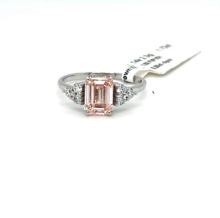 Unieke Ring 14K Witgoud - Roze Diamant, Handtassen en Accessoires, Ringen, Nieuw, Dame, Roze, Goud, Met edelsteen, Ophalen