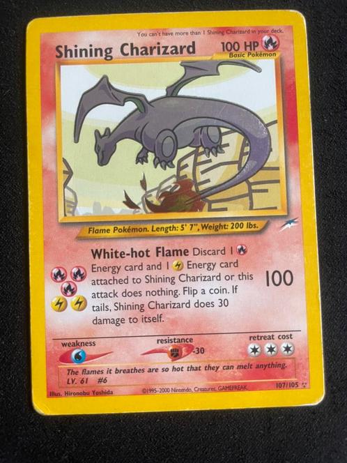 Shining Charizard pokemon kaart vintage, Hobby en Vrije tijd, Verzamelkaartspellen | Pokémon, Gebruikt, Losse kaart, Foil, Ophalen of Verzenden