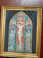 Schilderen  Jezus kruisbeeld, engelen Maria,, Antiek en Kunst, Ophalen of Verzenden