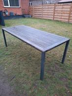 Tuintafel hout met metaal onderstel 45euro, Tuin en Terras, Ophalen, Gebruikt, Hout