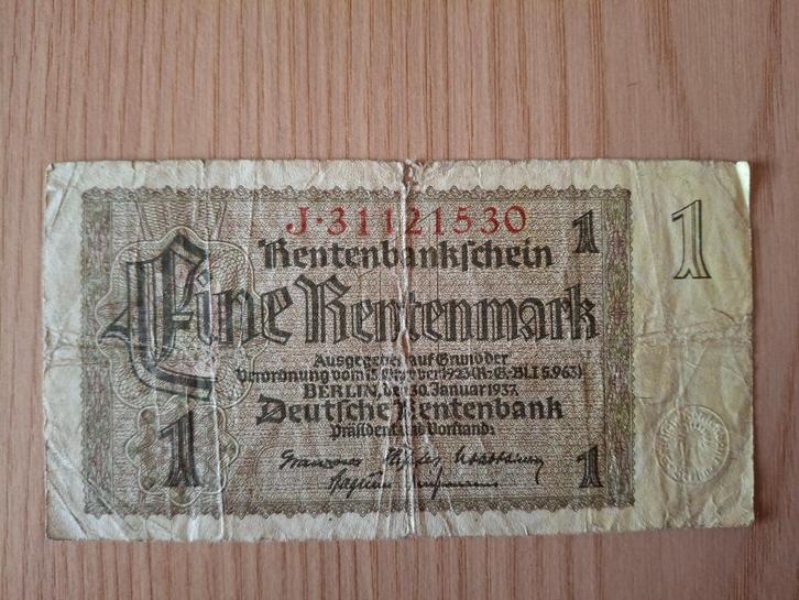 Oude bankbiljetten Duitsland 1 Rentenmark, Postzegels en Munten, Munten en Bankbiljetten | Verzamelingen, Bankbiljetten, Ophalen of Verzenden