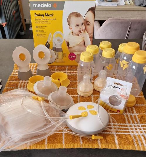 Medela dubbele elektrische borstkolf+tepelbeschermers, Enfants & Bébés, Aliments pour bébé & Accessoires, Comme neuf, Tire-lait