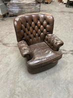 Antieke leren zetel gentlemans era, Huis en Inrichting, Fauteuils, Ophalen, Gebruikt, Gentleman Era, 75 tot 100 cm
