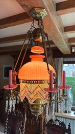 Antieke lusters ca 1900 - groen en roze opaal glas, Antiek en Kunst, Ophalen