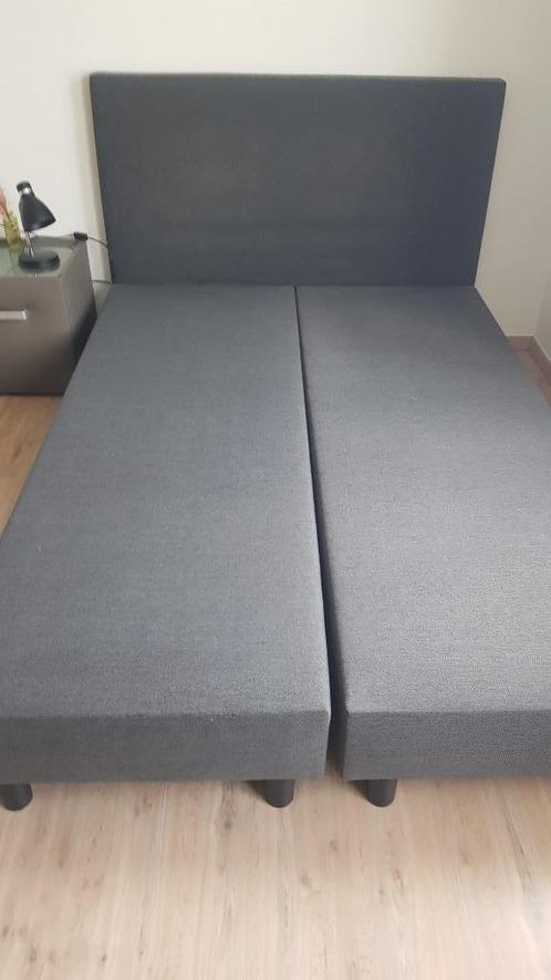 BOXSPRING, Huis en Inrichting, Slaapkamer | Boxsprings, Zo goed als nieuw, 140 cm, 200 cm, Tweepersoons, Grijs, Zwart, Ophalen