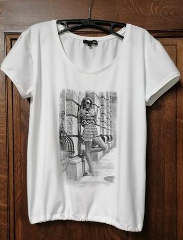 Witte T-shirt met vooraan print van JBC, L beschikbaar voor biedingen