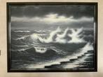 Schilderij op doek zee zich zwart - wit, Ophalen