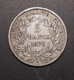 République Française 5 francs, 1870 'A' Paris, Enlèvement ou Envoi, France, Monnaie en vrac, Argent