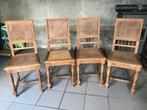 4 eiken stoelen, Huis en Inrichting, Stoelen, Riet of Rotan, Vier, Gebruikt, Bruin