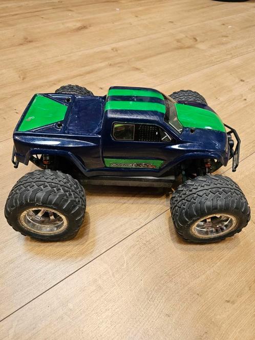 Hpi Savage XS met batterij en Spektrum complete radiobedieni, Hobby en Vrije tijd, Modelbouw | Radiografisch | Auto's, Gebruikt