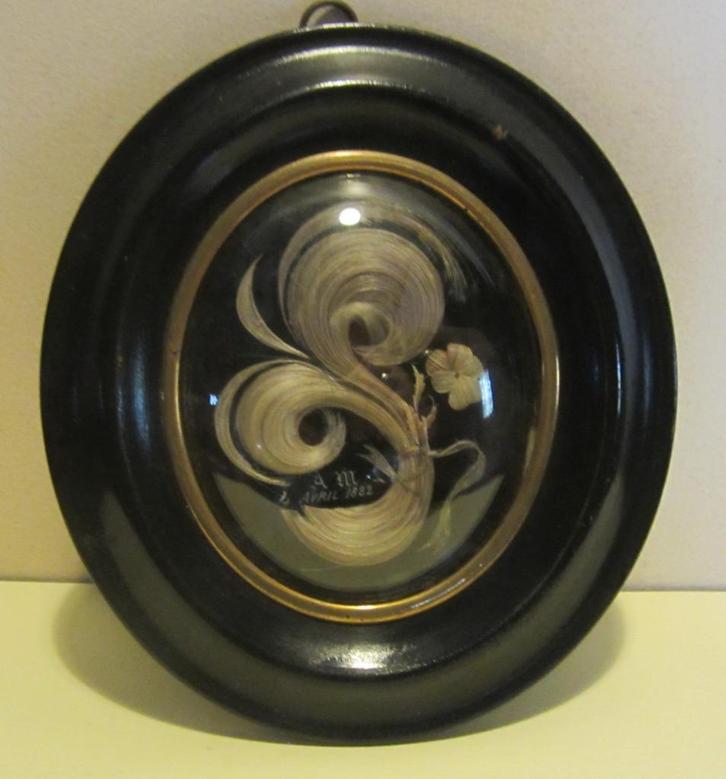 Antieke haarkader, haarwerk, memento mori /355, Antiek en Kunst, Antiek | Overige Antiek, Verzenden