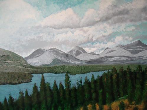 Berglandschap schilderen, grappig kamo-❗❗Schilderijverkocht❗, Antiek en Kunst, Kunst | Schilderijen | Modern, Ophalen