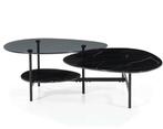Salontafel zwart glas en marmer, Huis en Inrichting, Ophalen, Gebruikt, Glas, Modern