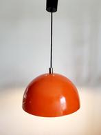 Vintage space age metalen hanglamp, oranje en wit, jaren 197, Ophalen of Verzenden, Metaal