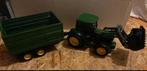 John Deere tractor met voorlader en trailer van Bruder, Ophalen of Verzenden, Zo goed als nieuw