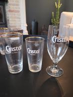 Cristal bierglazen 25cl/33cl + 25cl op voet, Verzamelen, Glas en Drinkglazen, Ophalen, Gebruikt, Bierglas