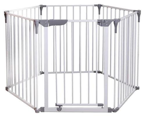 Barrière bébé métal blanc 390 cm, modulable, Kinderen en Baby's, Traphekjes, Zo goed als nieuw, Klemhekje, Metaal of IJzer, 115 cm of meer