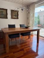 Eiken tafel met 4 lederen stoelen, Antiek en Kunst, Ophalen