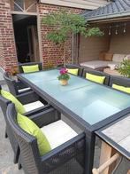 Tuintafel + stoelen, Jardin & Terrasse, Tables de jardin, Enlèvement, Comme neuf, Rectangulaire, Osier