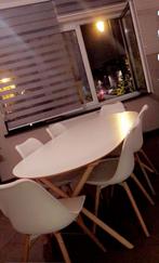 Table blanche + 6 chaises, Maison & Meubles, Salles à manger complètes, Utilisé, 6 à 8 chaises