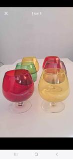 Vintage gekleurde glazen set van 6, Antiek en Kunst