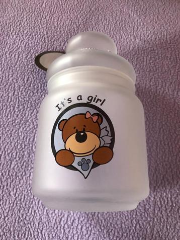 Nieuwe, glazen pot ; " It's a Girl"